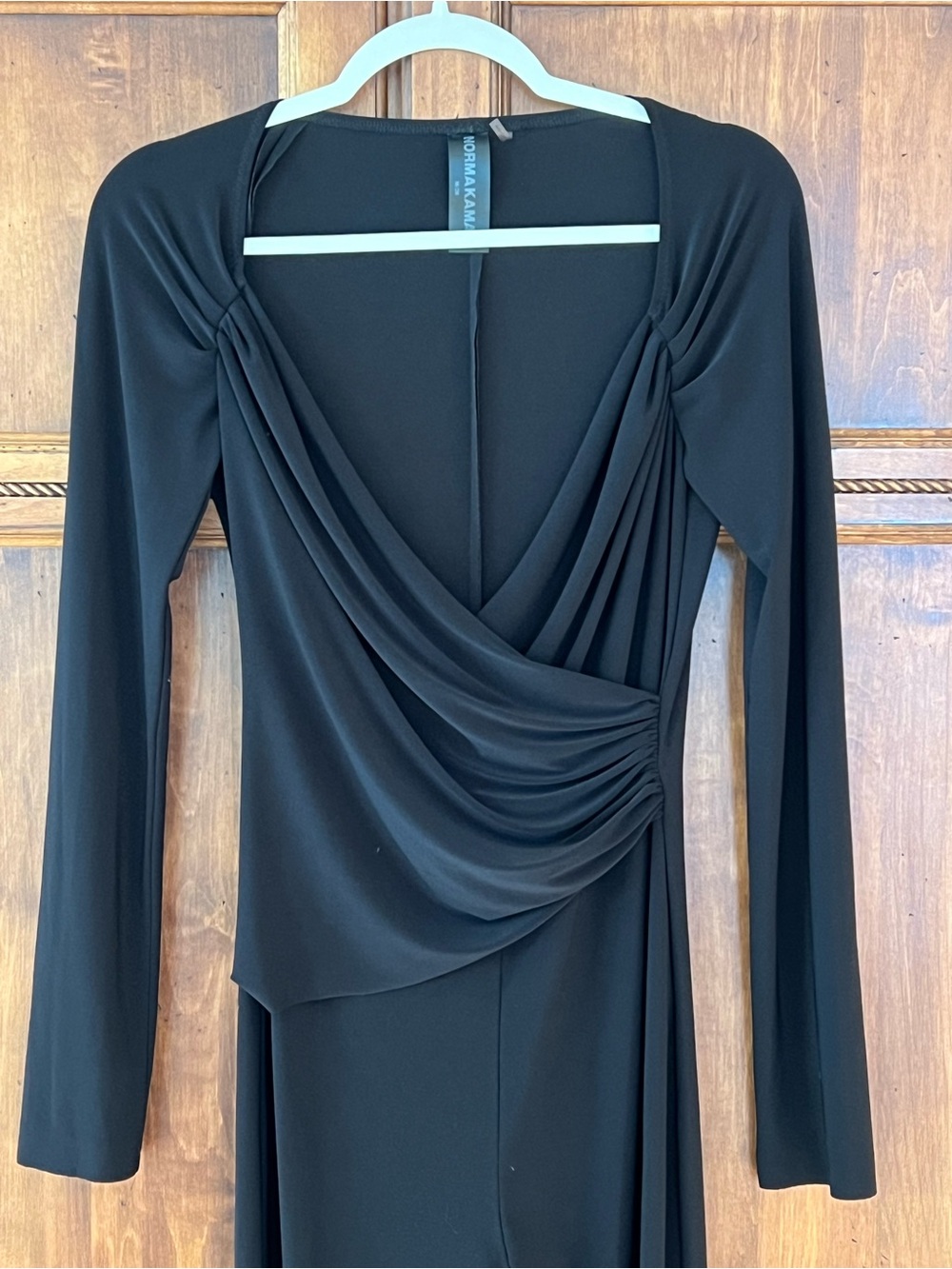 Norma Kamali jumpsuit | draped sweetheart neckline | Long Sleeves | SZ M 38 - Picture 7 of 13